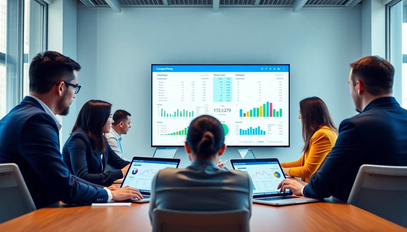 Analyze competitor pricing strategies in a professional business meeting setting.