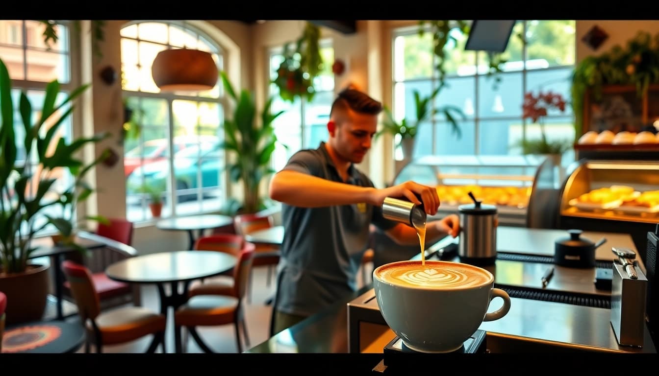 Visitez le Coffee shop Lloret de Mar avec un barista préparant un délicieux café dans une atmosphère accueillante.