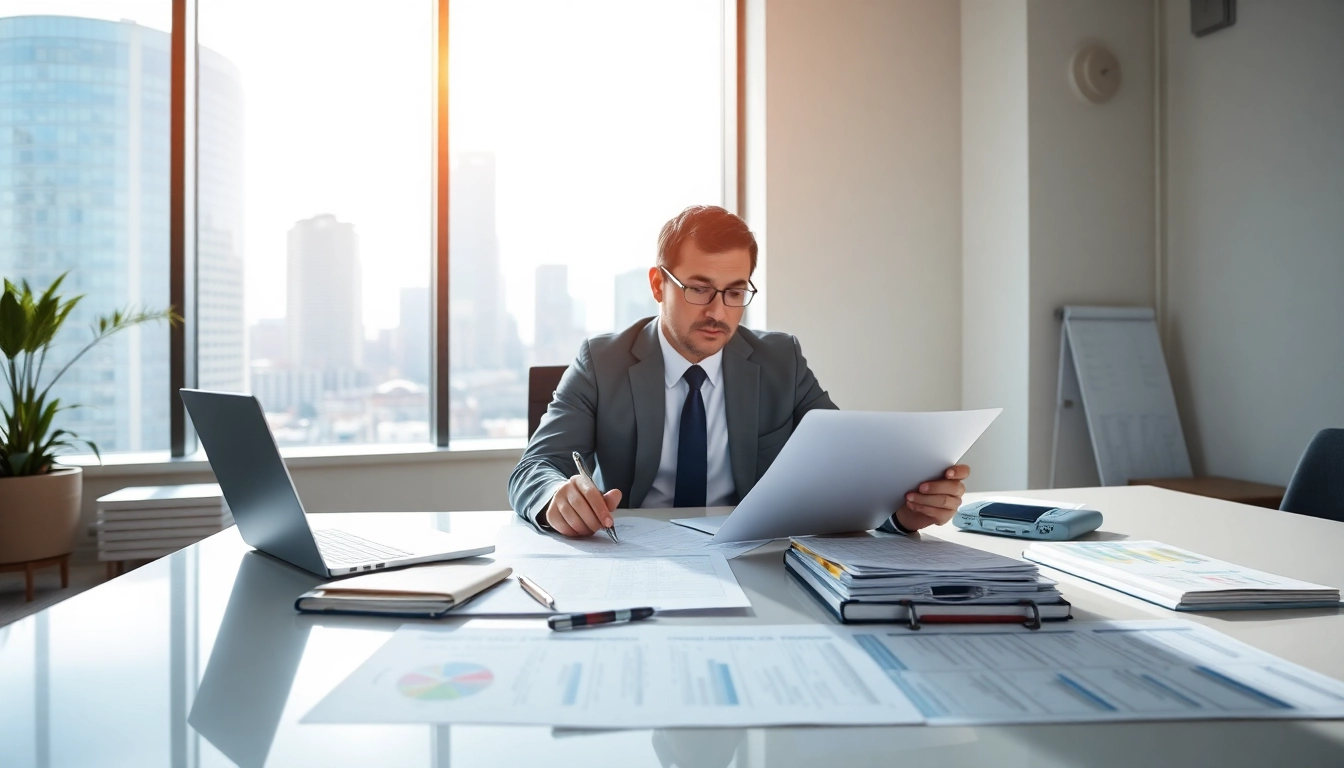 Showcase of FCPA/DCAA/Flowdown/ITAR/EAR compliance with a consultant reviewing documentation in a bright office.