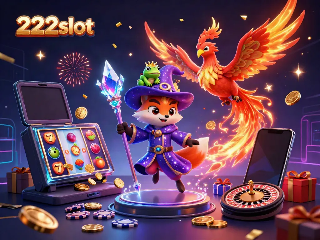 Bermain slot seru di 222slot dengan karakter ajaib dan bingkisan koin emas bertebaran.