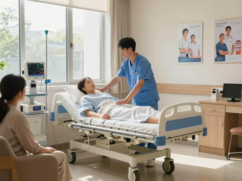 Modern giường bệnh nhân in a hospital room providing comfort and recovery support for patients.