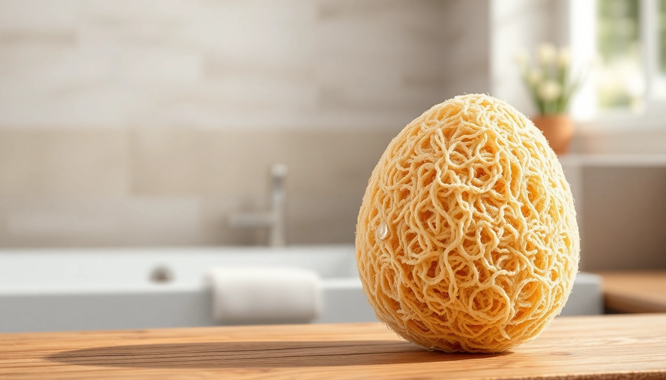 Raw loofah sponge showcasing its detailed texture and organic beauty on a wooden surface.