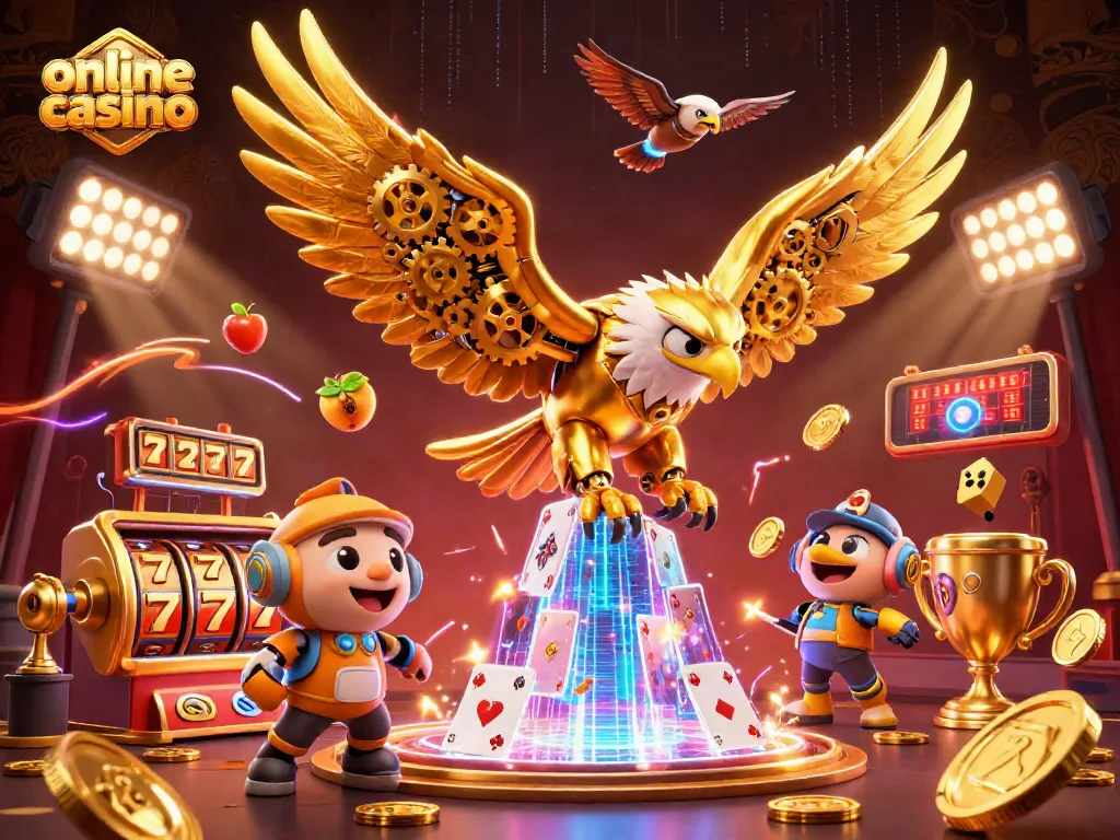 Experimenta el emocionante juego en un casino online con esta vibrante ilustración 3D.