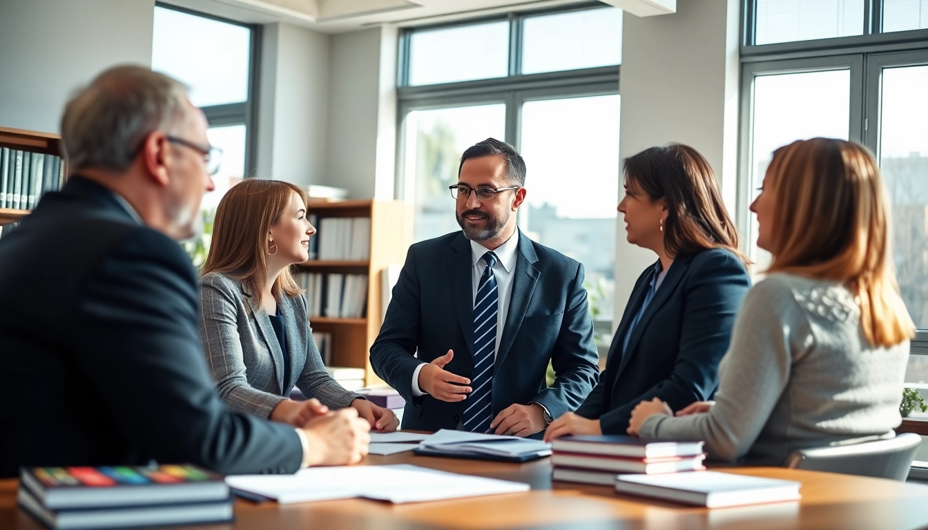 Clearwater truck accident attorney consulting with clients in a professional office.