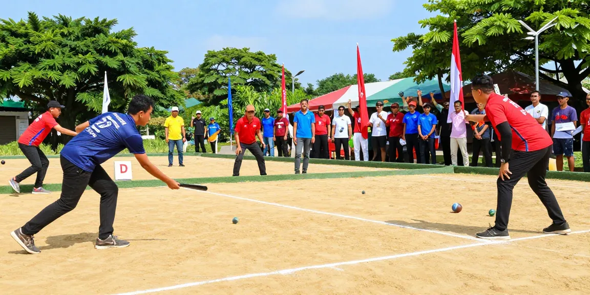 FOPI Kota Palu dalam turnamen petanque yang penuh semangat dengan pemain beraneka ragam dan dukungan penonton.