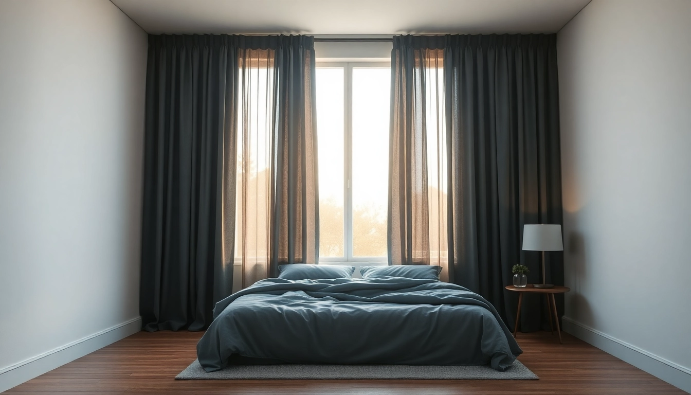 Verduisterende gordijnen in een gezellige slaapkamer die sfeer en privacy bieden.