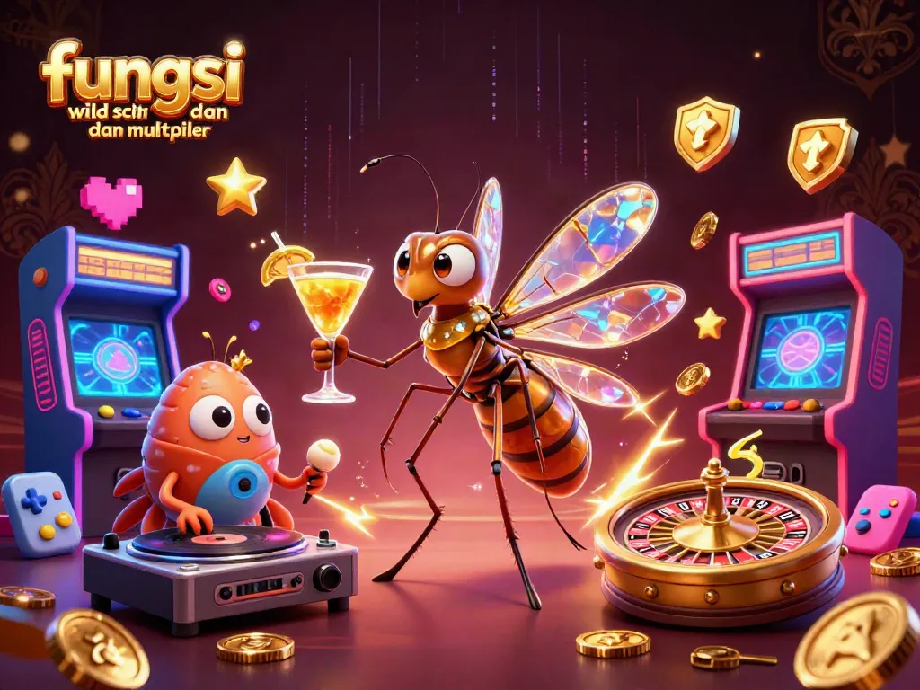 Menjelajahi fungsi wild scatter dan multiplier dalam permainan slot dengan simbol unik yang berkilau.