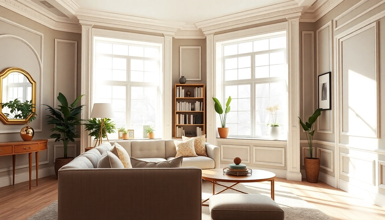 Enhance your space with stunning trim work featured in an elegant living room.