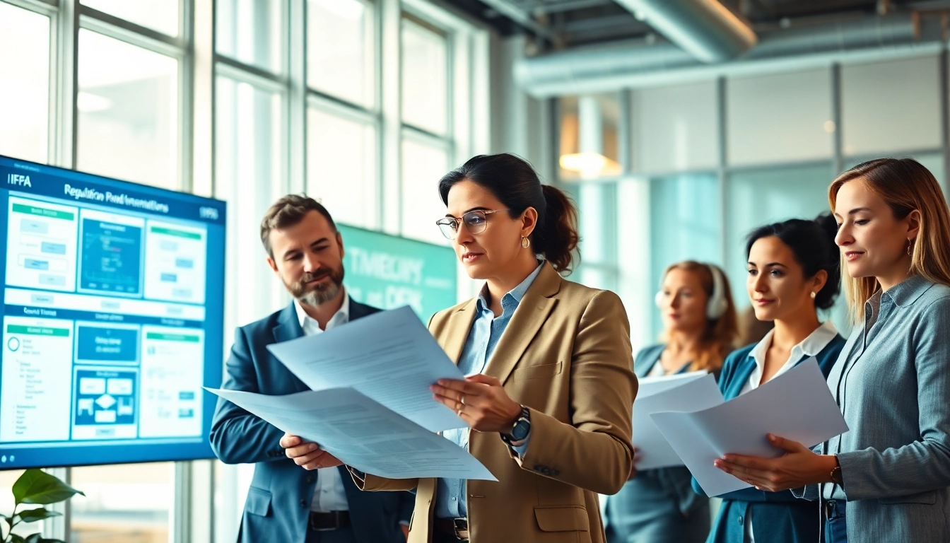 Examine FCPA/DCAA/Flowdown/ITAR/EAR compliance documentation in a professional office setting.