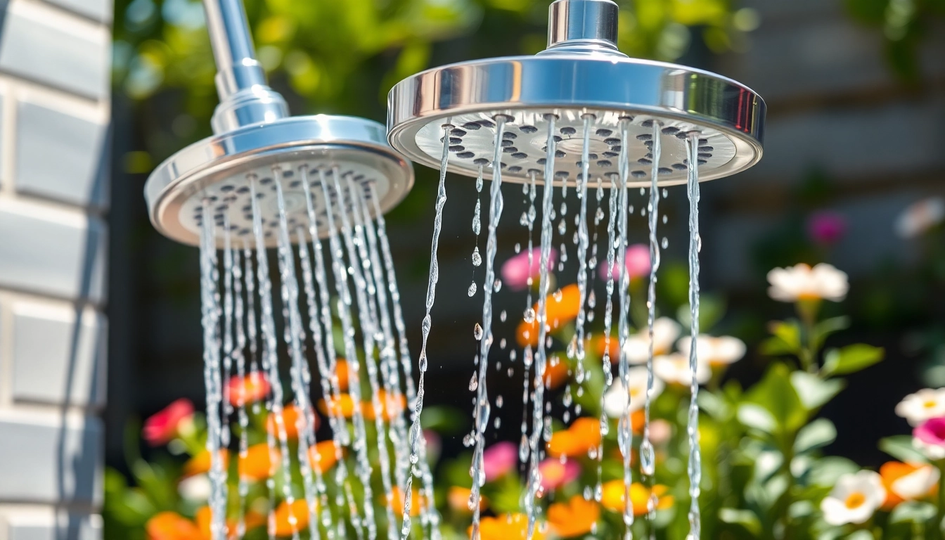 Enjoying the sunny shower usa inc experience with a stunning outdoor shower installation.
