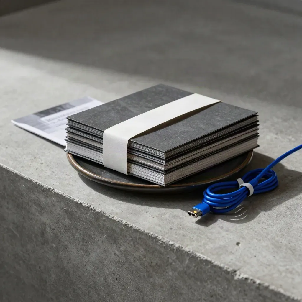 Four-layer Monthly Care Plan stack on dark ceramic base with electric blue accent and soft shadows.