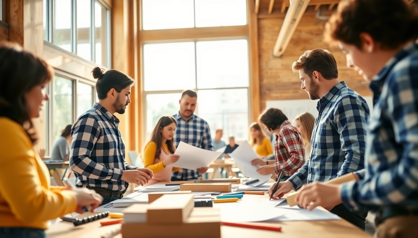 Engage in construction classes that promote hands-on skills and collaboration in a bright classroom.