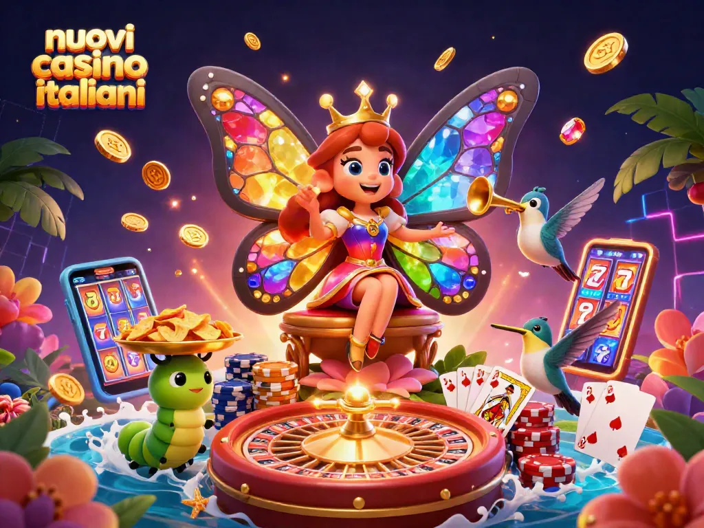 Gioca nei nuovi casino italiani con elementi colorati in questa illustrazione vivace.