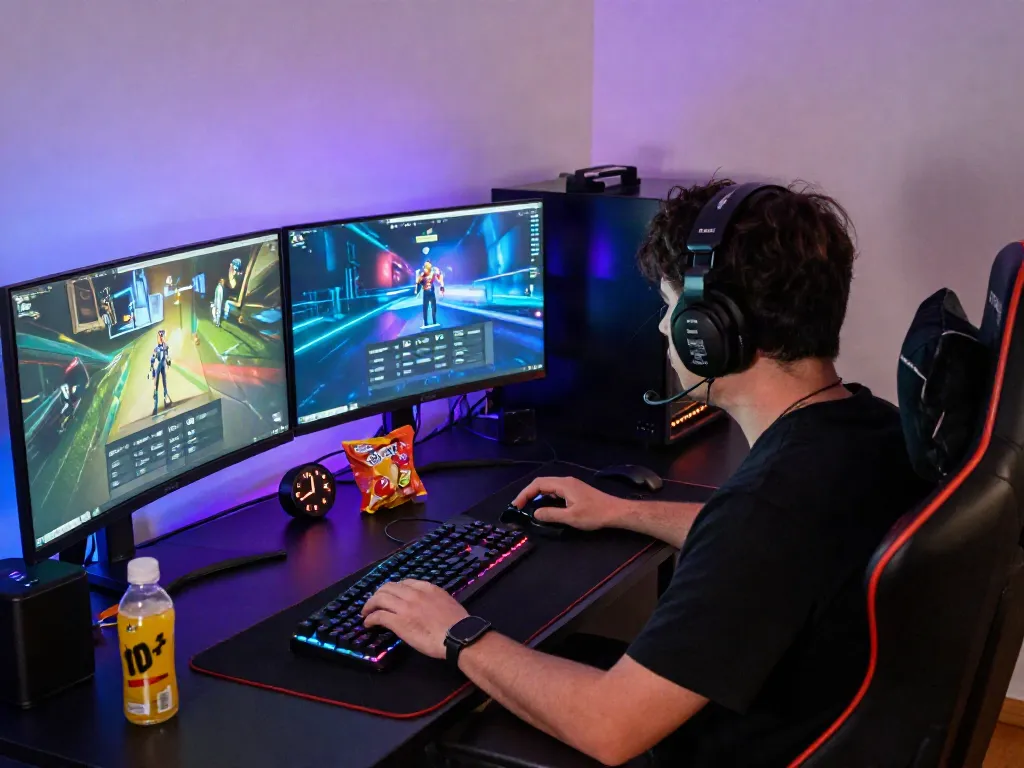 Engaging gaming scene with ROKOK88 login visible on screens in a vibrant atmosphere.