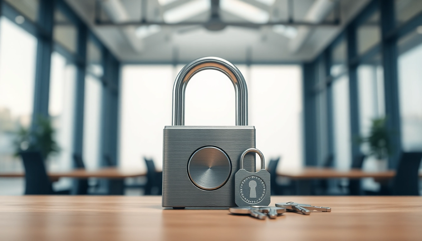 Locksta Schloss sicher auf einem Schreibtisch platziert, strahlt Vertrauen und Zuverlässigkeit aus.