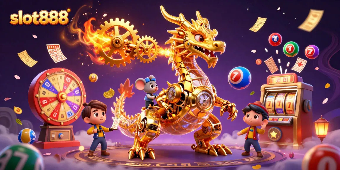 Mainkan slot888 dengan karakter dan elemen kasino yang menarik dalam ilustrasi 3D.