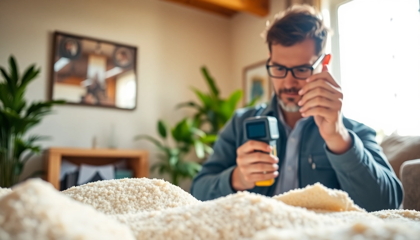 Inspecting spray foam insulation for mortgage approval reasons, showcasing professionalism and care.