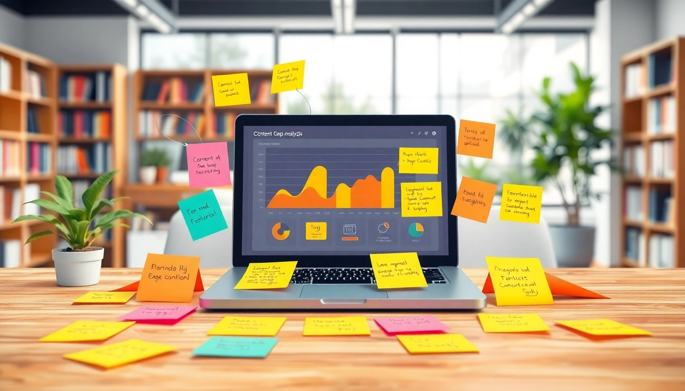 Visual representation of content gap analysis with charts and insights for effective strategy.