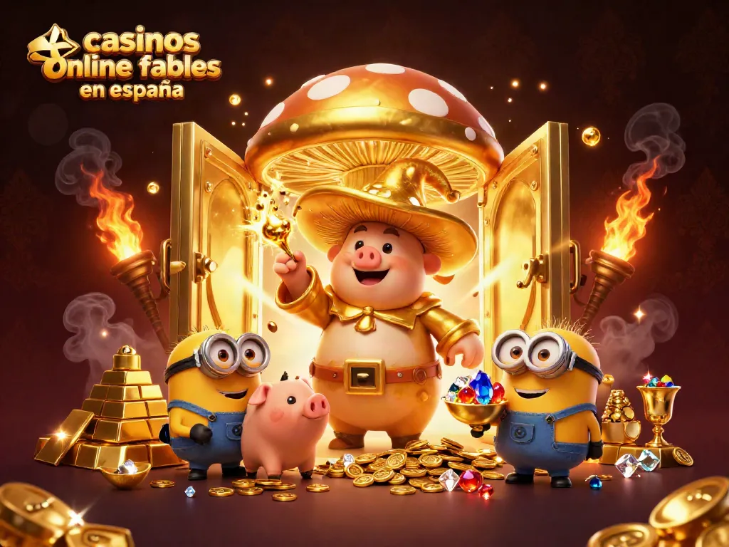 Explora casinos online fiables en España con un estilo único en esta ilustración mágica de un casino.