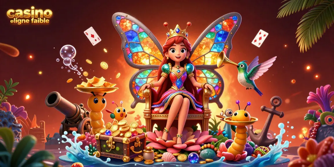 Visitez le casino en ligne fiable : illustration d'une reine papillon dans un royaume coloré de gains.