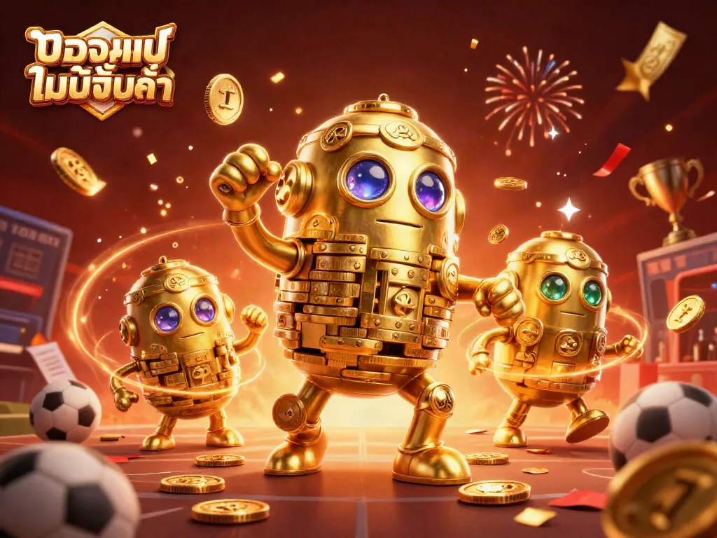 เดิมพันแทงบอลออนไลน์ ไม่มีขั้นต่ํา ด้วยสัญลักษณ์สล็อตและกีฬาในภาพประกอบ 3D
