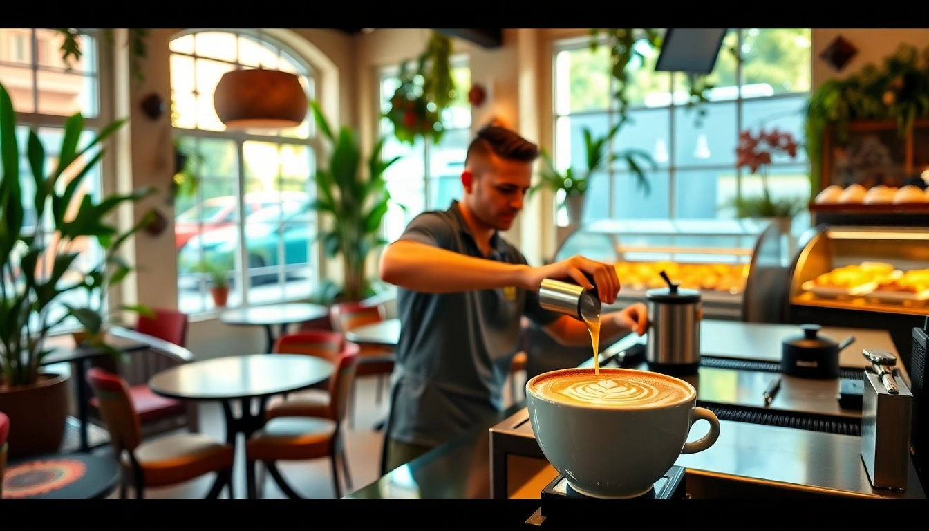 Visitez le Coffee shop Lloret de Mar avec un barista préparant un délicieux café dans une atmosphère accueillante.