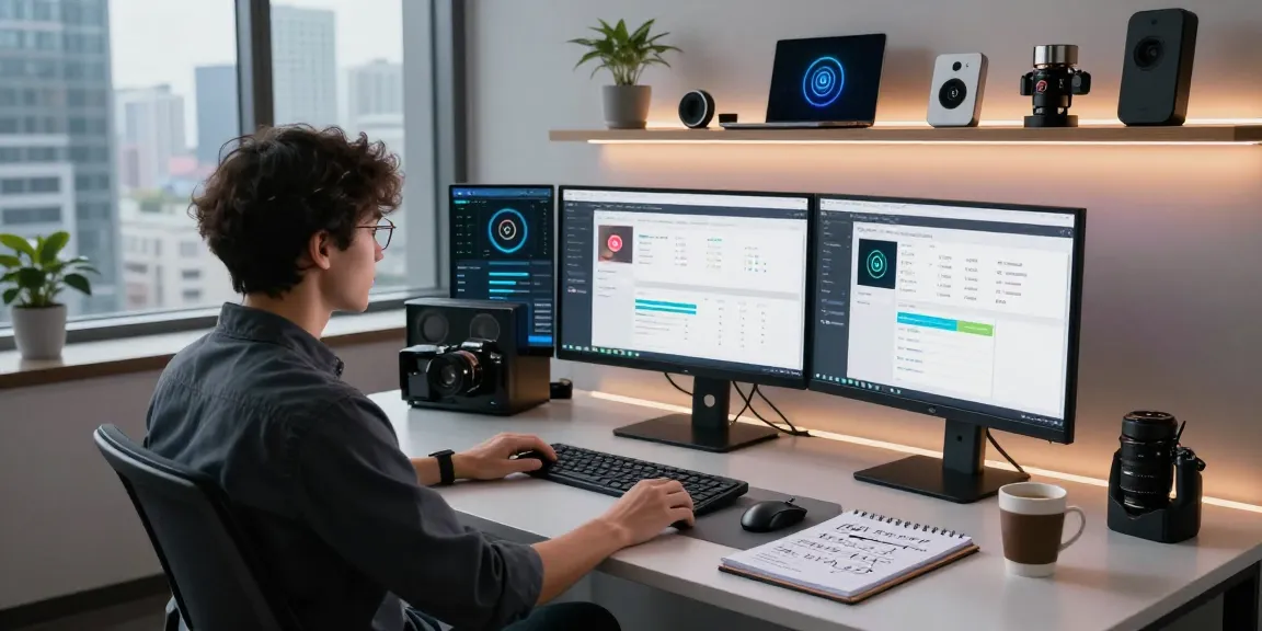AI detector interface displayed on monitors in a modern tech workspace for content moderation analysis.