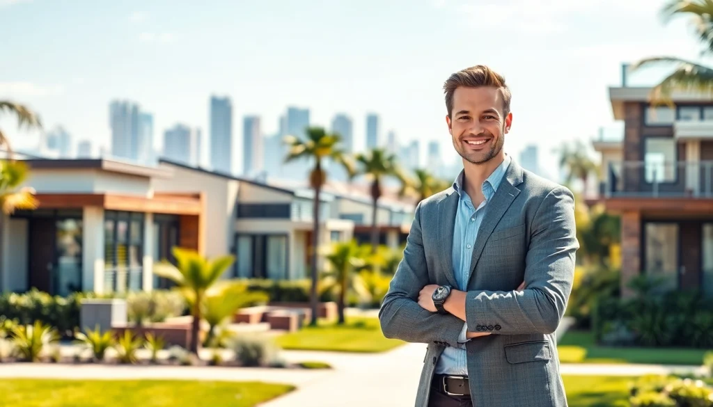 Explore stunning real estate properties with a professional agent in an urban setting