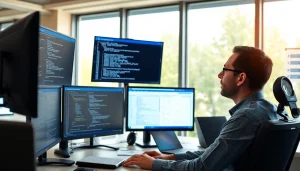 Showcasing PowerShell automation for IT compliance, an IT technician efficiently managing compliance tasks.
