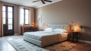 Measure le dimensioni letto una piazza e mezza in una camera accogliente con dettagli moderni.