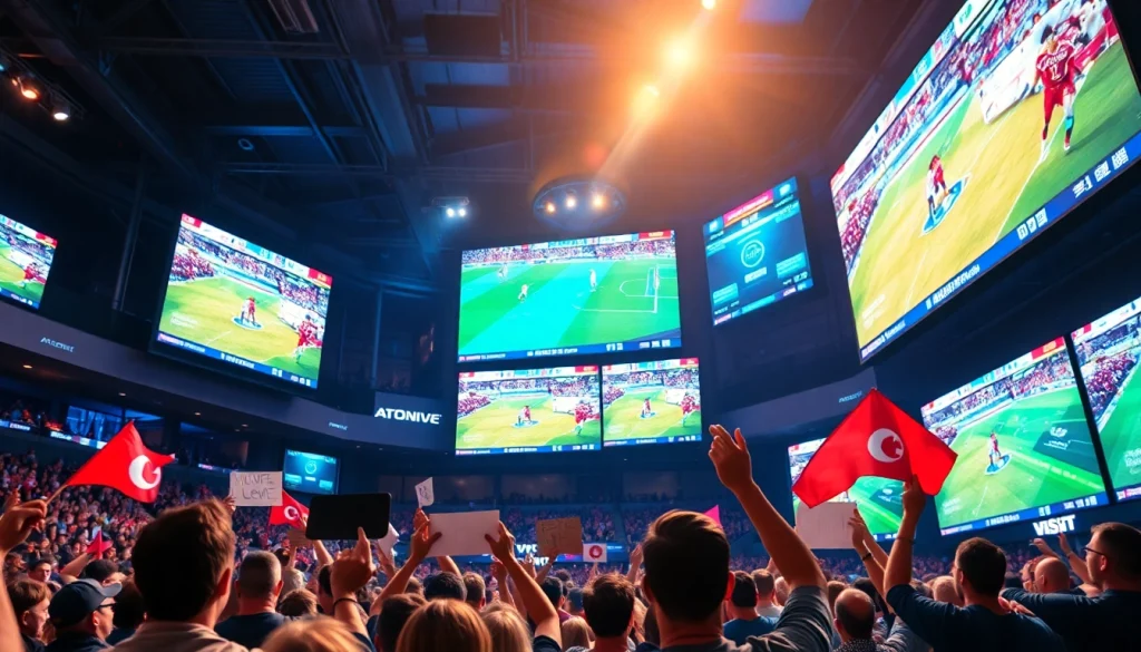 실시간스포츠중계의 라이브 스포츠 이벤트를 관람하는 관중의 흥미로운 장면