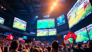 실시간스포츠중계의 라이브 스포츠 이벤트를 관람하는 관중의 흥미로운 장면