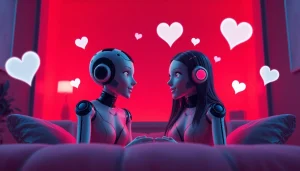 Engaging AI chat sex avatars in a cozy virtual room interaction.