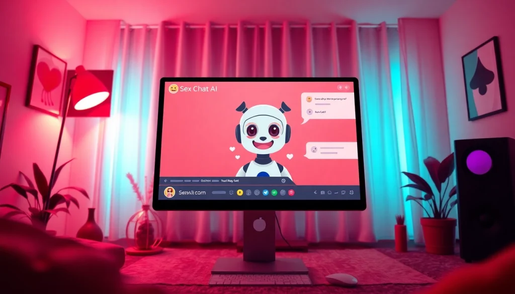 Engaging sex chat ai interaction in a cozy virtual chat room setting.