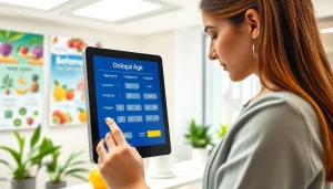 Engage with a biological age calculator interface in a health clinic setting.