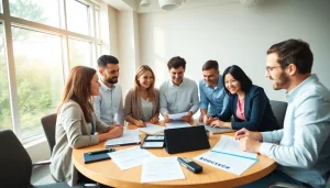 Engaging scene showcasing Pre and post award compliance efforts in a collaborative office space.