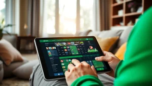 Engaging interface showing online sportsbooks California on a tablet with vibrant sports options.