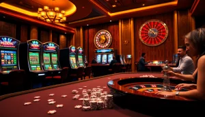 Excited players enjoying thrilling games at ev88's luxurious online casino.