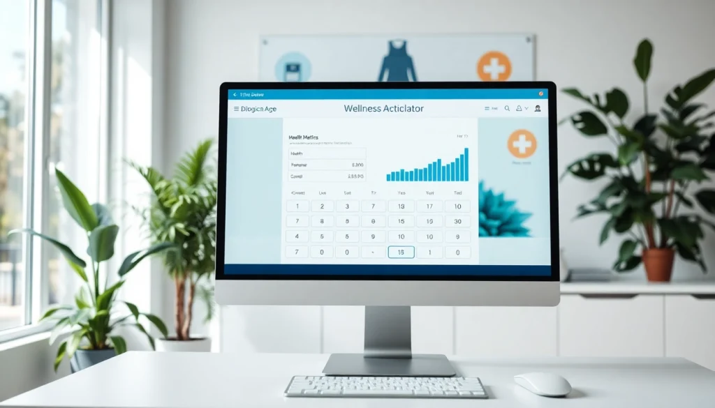 Calculate your biological age calculator with an interactive health analysis tool in a wellness clinic setting.