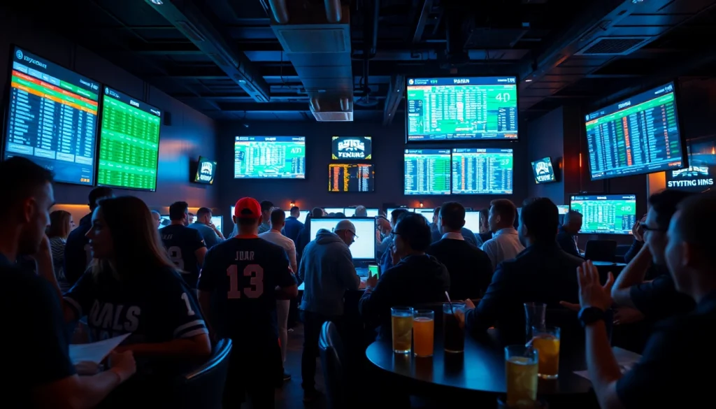 Engaging sports betting lounge showcasing online sportsbooks South Carolina in an exciting atmosphere.