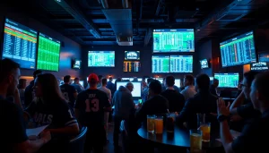 Engaging sports betting lounge showcasing online sportsbooks South Carolina in an exciting atmosphere.