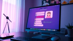 Engaging chat interface showcasing sex chat AI with warm colors and intimate elements.