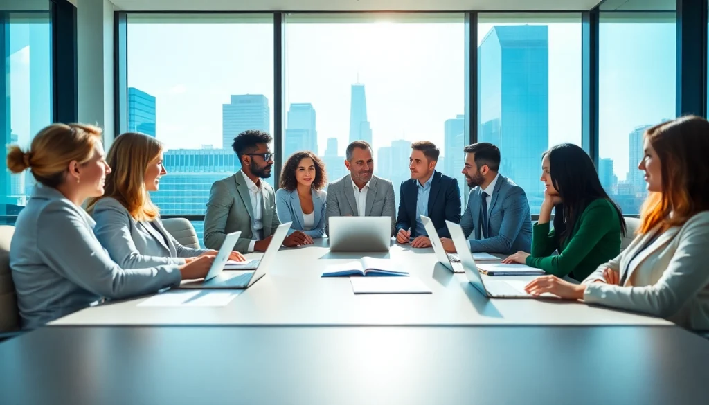 Discussing ideas to post a sales job in a modern office setting.