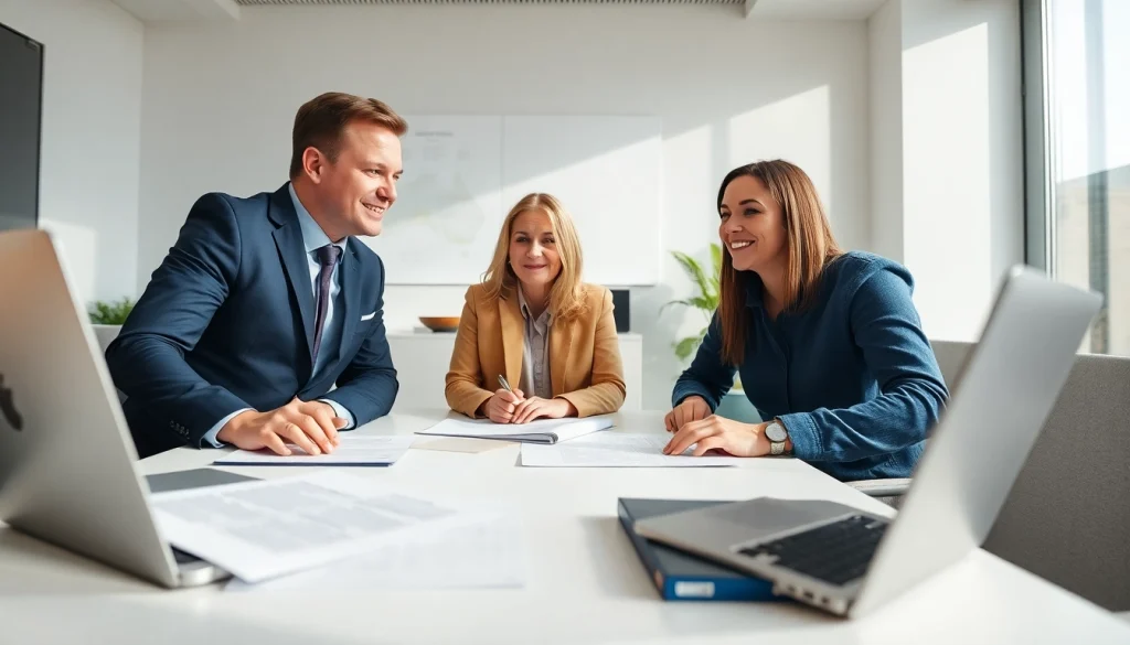 Partner Visa agent in Australia assisting clients with visa application in a professional office.