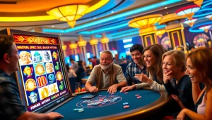 Spin the vibrant Olympus slot machine in an exciting casino environment filled with gaming energy.