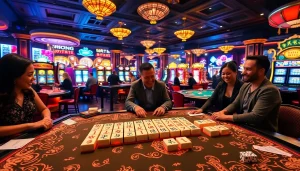 Players enjoying Mahjong Ways 2 slot game in an exciting casino atmosphere.