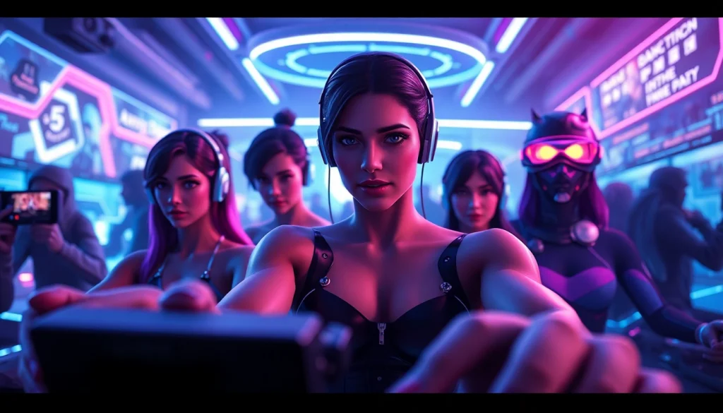 Interactive scene showcasing AI-driven graphics in porn games ai, featuring lifelike avatars and futuristic gaming elements.