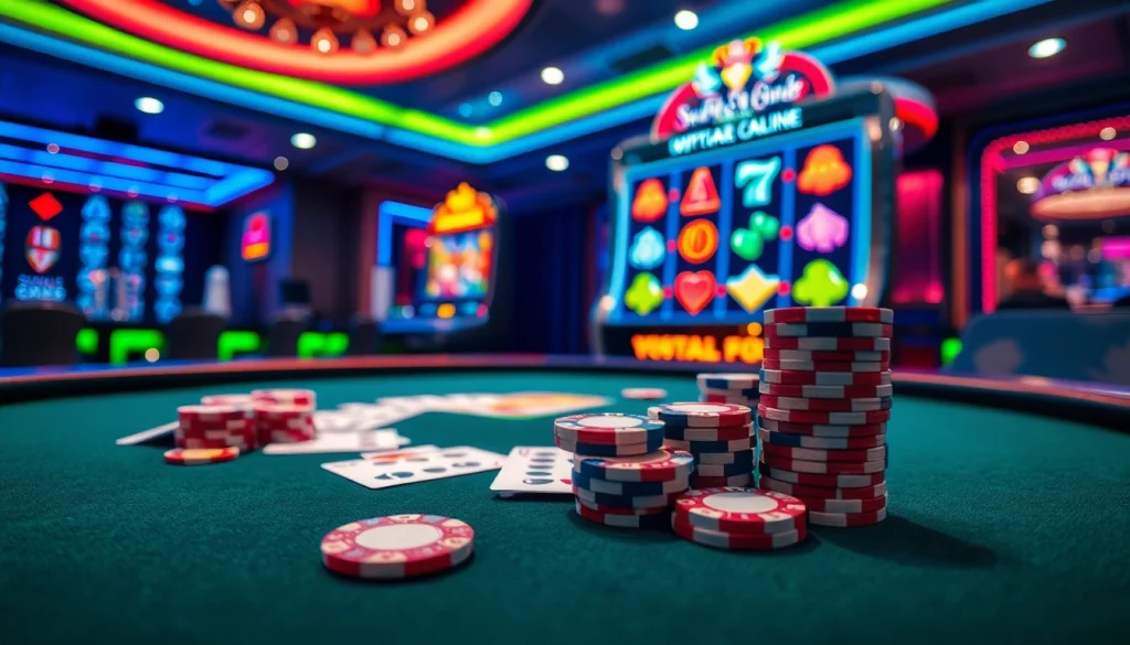 Experience the thrill of online gaming at bk8thai with vibrant casino tables and engaging digital interfaces.