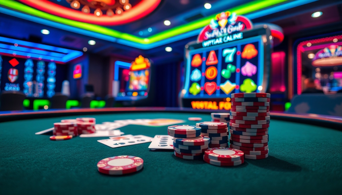 Experience the thrill of online gaming at bk8thai with vibrant casino tables and engaging digital interfaces.