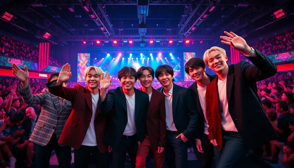 BTS members performing on stage, showcasing their vibrant energy and styles.